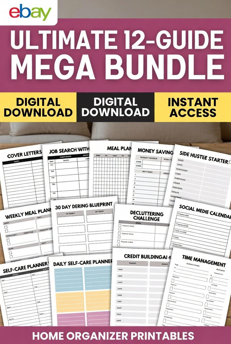 12-in-1 Life Planner Bundle Digital Download – Career Money Wellnes Home