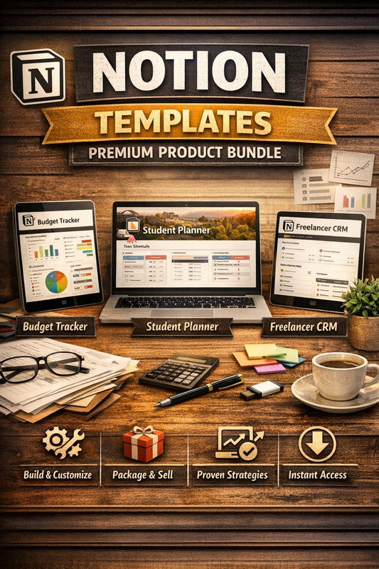Notion Templates Premium Product Bundle | Budget Tracker • Student Planner