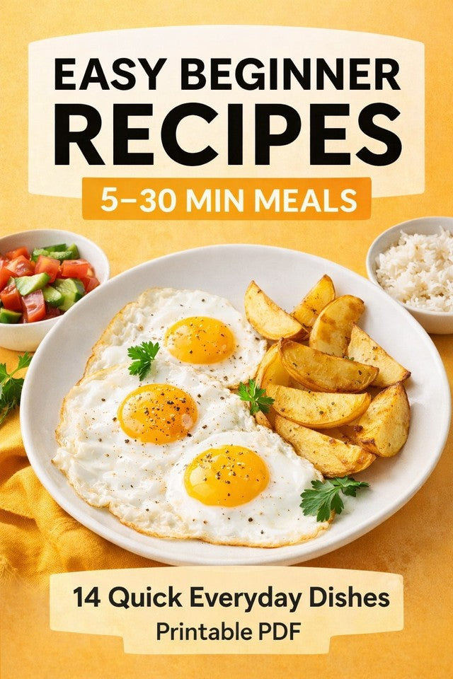 14 Easy Beginner Recipes – 5 to 30 Min Quick Everyday Meals Printable PDF